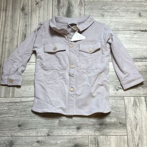 Mebie Baby Toddler Kids Button Front Long Sleeve Utility Shirt Gray Size 4T NWT